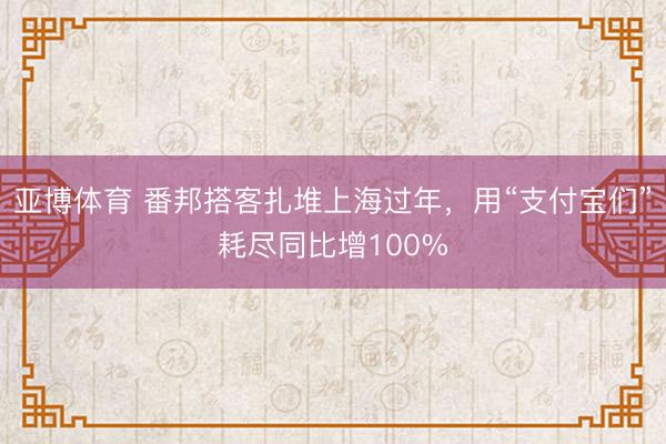 亚博体育 番邦搭客扎堆上海过年,用“支付宝们”耗尽同比增100%