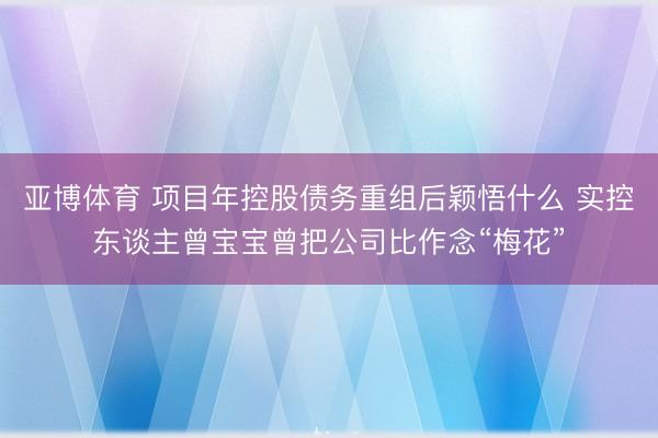 亚博体育 项目年控股债务重组后颖悟什么 实控东谈主曾宝宝曾把公司比作念“梅花”