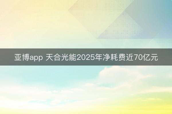 亚博app 天合光能2025年净耗费近70亿元