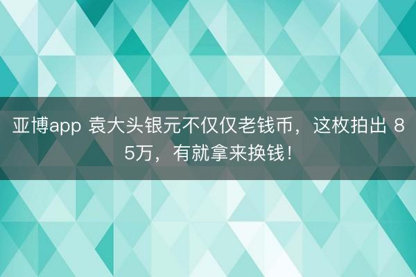 亚博app 袁大头银元不仅仅老钱币，这枚拍出 85万，有就拿来换钱！